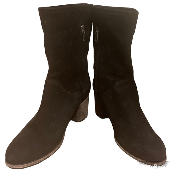 Frye Addie Mid Nubuck Black Suede Leather Boot - Picture 2 of 15